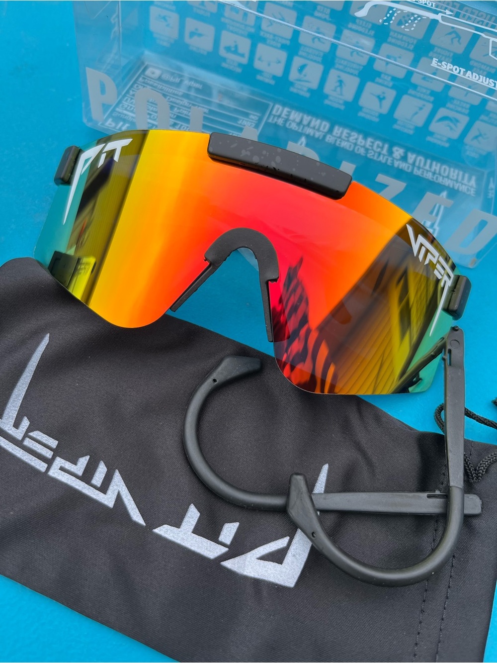 Pit Viper Red Orange Mirrored Shield Sunglasses